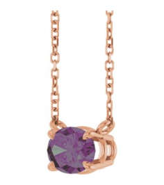 88788 Necklace Set 14K Rose Oval Lab-Grown Alexandrite 7 X 5 Mm 18 In Polished Lab-Grown Alexandrite 4-Prong Claw Necklace