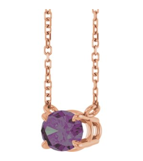 88788 Necklace Set 14K Rose Oval Lab-Grown Alexandrite 7 X 5 Mm 18 In Polished Lab-Grown Alexandrite 4-Prong Claw Necklace