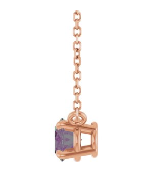 88788 Necklace Set 14K Rose Oval Lab-Grown Alexandrite 7 X 5 Mm 18 In Polished Lab-Grown Alexandrite 4-Prong Claw Necklace