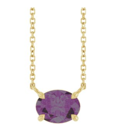 88788 Necklace Set 14K Yellow Oval Lab-Grown Alexandrite 8 X 6 Mm 18 In Polished Lab-Grown Alexandrite 4-Claw Prong Necklace