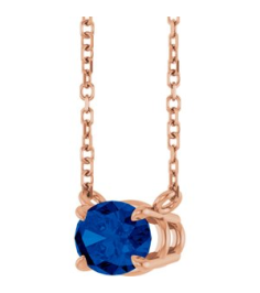88788 Necklace Set 14K Rose Oval Natural Blue Sapphire 7 X 5 Mm 18 In Polished Natural Blue Sapphire 4-Prong Claw Necklace