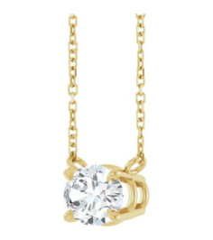 88788 Necklace Set 14K Yellow Oval Natural White Sapphire 8 X 6 Mm 18 In Polished Natural White Sapphire 4-Claw Prong Necklace
