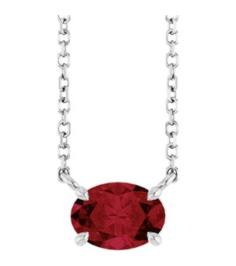 88788 Necklace Set Sterling Silver Oval Natural Ruby 7 X 5 Mm 18 In Polished Natural Ruby 4-Prong Claw Necklace