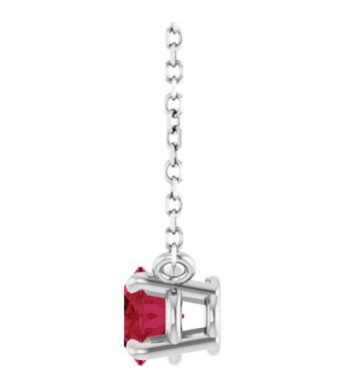 88788 Necklace Set Sterling Silver Oval Natural Ruby 7 X 5 Mm 18 In Polished Natural Ruby 4-Prong Claw Necklace
