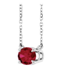 88788 Necklace Set Sterling Silver Oval Natural Ruby 7 X 5 Mm 18 In Polished Natural Ruby 4-Prong Claw Necklace