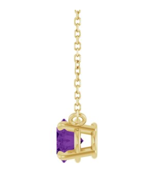 88788 Necklace Set 14K Yellow Oval Natural Amethyst 8 X 6 Mm 18 In Polished Natural Amethyst 4-Claw Prong Necklace