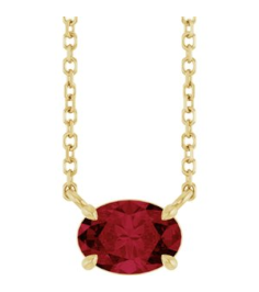 88788 Necklace Set 14K Yellow Oval Lab-Grown Ruby 7 X 5 Mm 18 In Polished Lab-Grown Ruby 4-Prong Claw Necklace