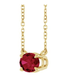 88788 Necklace Set 14K Yellow Oval Lab-Grown Ruby 7 X 5 Mm 18 In Polished Lab-Grown Ruby 4-Prong Claw Necklace