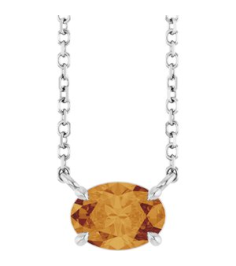 88788 Necklace Set Sterling Silver Oval Natural Citrine 7 X 5 Mm 18 In Polished Natural Citrine 4-Prong Claw Necklace