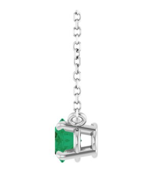 88788 Necklace Set 14K White Oval Lab-Grown Emerald 7 X 5 Mm 18 In Polished Lab-Grown Emerald 4-Prong Claw Necklace