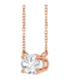 88788 Necklace Set 14K Rose Oval Natural White Sapphire 8 X 6 Mm 18 In Polished Natural White Sapphire 4-Claw Prong Necklace