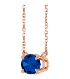 88788 Necklace Set 14K Rose Oval Natural Blue Sapphire 8 X 6 Mm 18 In Polished Natural Blue Sapphire 4-Claw Prong Necklace