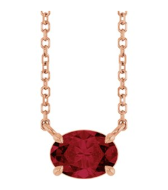 88788 Necklace Set 14K Rose Oval Natural Ruby 7 X 5 Mm 18 In Polished Natural Ruby 4-Prong Claw Necklace