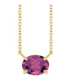 88788 Necklace Set 14K Yellow Oval Natural Pink Tourmaline 8 X 6 Mm 18 In Polished Natural Pink Tourmaline 4-Claw Prong Necklace