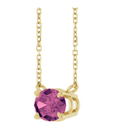 88788 Necklace Set 14K Yellow Oval Natural Pink Tourmaline 8 X 6 Mm 18 In Polished Natural Pink Tourmaline 4-Claw Prong Necklace