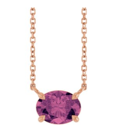 88788 Necklace Set 14K Rose Oval Natural Pink Tourmaline 8 X 6 Mm 18 In Polished Natural Pink Tourmaline 4-Claw Prong Necklace