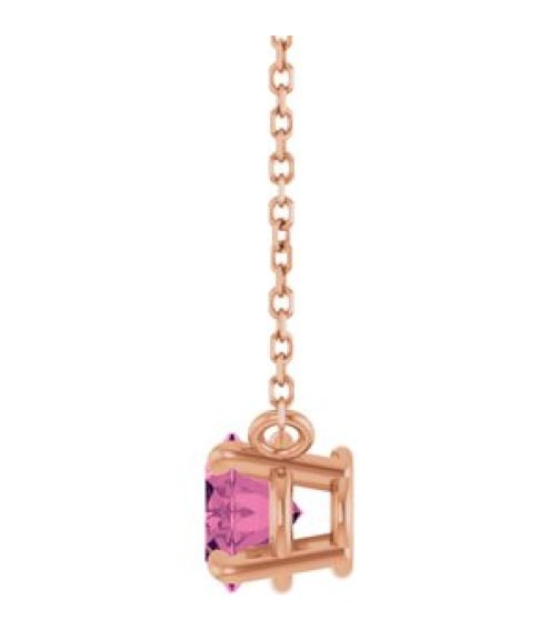 88788 Necklace Set 14K Rose Oval Natural Pink Tourmaline 8 X 6 Mm 18 In Polished Natural Pink Tourmaline 4-Claw Prong Necklace