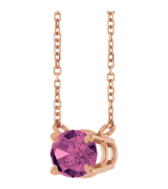 88788 Necklace Set 14K Rose Oval Natural Pink Tourmaline 8 X 6 Mm 18 In Polished Natural Pink Tourmaline 4-Claw Prong Necklace