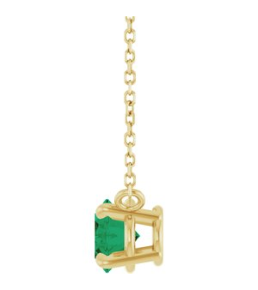 88788 Necklace Set 14K Yellow Oval Lab-Grown Emerald 8 X 6 Mm 18 In Polished Lab-Grown Emerald 4-Claw Prong Necklace