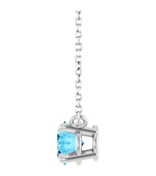 88788 Necklace Set Sterling Silver Oval Natural Aquamarine 8 X 6 Mm 18 In Polished Natural Aquamarine 4-Claw Prong Necklace