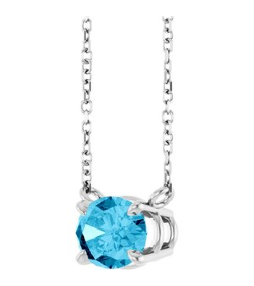 88788 Necklace Set Sterling Silver Oval Natural Aquamarine 8 X 6 Mm 18 In Polished Natural Aquamarine 4-Claw Prong Necklace