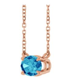 88788 Necklace Set 14K Rose Oval Natural Blue Zircon 7 X 5 Mm 18 In Polished Natural Blue Zircon 4-Prong Claw Necklace