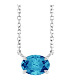 88788 Necklace Set Sterling Silver Oval Natural Blue Zircon 7 X 5 Mm 18 In Polished Natural Blue Zircon 4-Prong Claw Necklace