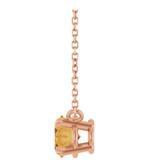 88788 Necklace Set 14K Rose Oval Natural Citrine 8 X 6 Mm 18 In Polished Natural Citrine 4-Claw Prong Necklace