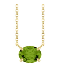 88788 Necklace Set 14K Yellow Oval Natural Peridot 8 X 6 Mm 18 In Polished Natural Peridot 4-Claw Prong Necklace