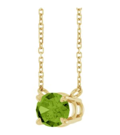 88788 Necklace Set 14K Yellow Oval Natural Peridot 8 X 6 Mm 18 In Polished Natural Peridot 4-Claw Prong Necklace