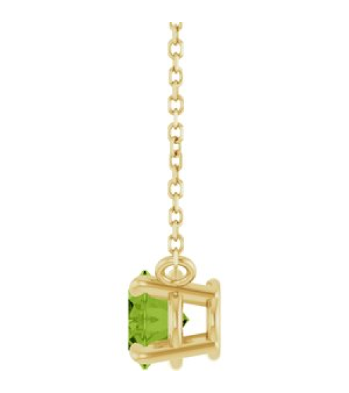 88788 Necklace Set 14K Yellow Oval Natural Peridot 8 X 6 Mm 18 In Polished Natural Peridot 4-Claw Prong Necklace