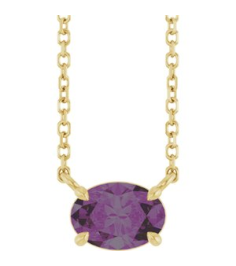 88788 Necklace Set 14K Yellow Oval Lab-Grown Alexandrite 7 X 5 Mm 18 In Polished Lab-Grown Alexandrite 4-Prong Claw Necklace