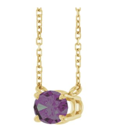 88788 Necklace Set 14K Yellow Oval Lab-Grown Alexandrite 7 X 5 Mm 18 In Polished Lab-Grown Alexandrite 4-Prong Claw Necklace