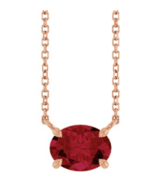 88788 Necklace Set 14K Rose Oval Lab-Grown Ruby 8 X 6 Mm 18 In Polished Lab-Grown Ruby 4-Claw Prong Necklace