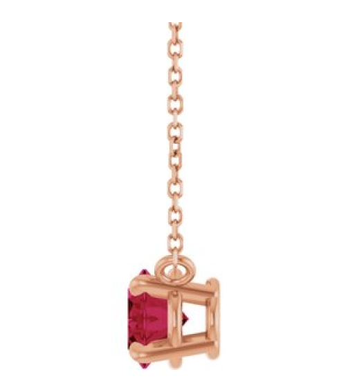 88788 Necklace Set 14K Rose Oval Lab-Grown Ruby 8 X 6 Mm 18 In Polished Lab-Grown Ruby 4-Claw Prong Necklace