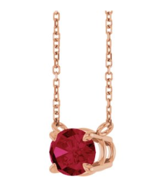 88788 Necklace Set 14K Rose Oval Lab-Grown Ruby 8 X 6 Mm 18 In Polished Lab-Grown Ruby 4-Claw Prong Necklace