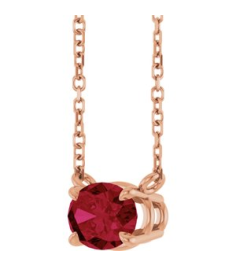88788 Necklace Set 14K Rose Oval Lab-Grown Ruby 7 X 5 Mm 18 In Polished Lab-Grown Ruby 4-Prong Claw Necklace