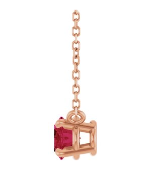 88788 Necklace Set 14K Rose Oval Lab-Grown Ruby 7 X 5 Mm 18 In Polished Lab-Grown Ruby 4-Prong Claw Necklace