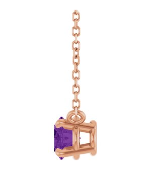 88788 Necklace Set 14K Rose Oval Natural Amethyst 7 X 5 Mm 18 In Polished Natural Amethyst 4-Prong Claw Necklace