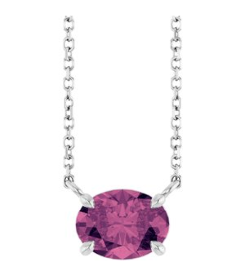 88788 Necklace Set Sterling Silver Oval Natural Pink Tourmaline 8 X 6 Mm 18 In Polished Natural Pink Tourmaline 4-Claw Prong Necklace