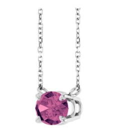 88788 Necklace Set Sterling Silver Oval Natural Pink Tourmaline 8 X 6 Mm 18 In Polished Natural Pink Tourmaline 4-Claw Prong Necklace