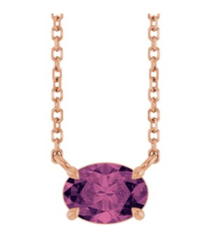 88788 Necklace Set 14K Rose Oval Natural Pink Tourmaline 7 X 5 Mm 18 In Polished Natural Pink Tourmaline 4-Prong Claw Necklace
