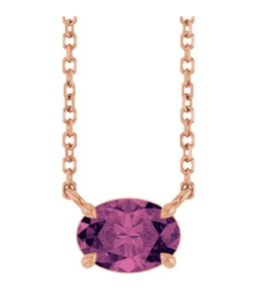 88788 Necklace Set 14K Rose Oval Natural Pink Tourmaline 7 X 5 Mm 18 In Polished Natural Pink Tourmaline 4-Prong Claw Necklace