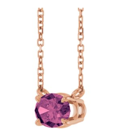 88788 Necklace Set 14K Rose Oval Natural Pink Tourmaline 7 X 5 Mm 18 In Polished Natural Pink Tourmaline 4-Prong Claw Necklace