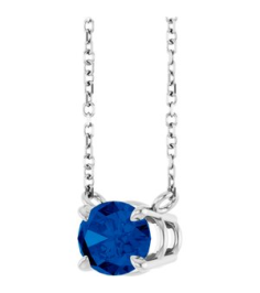 88788 Necklace Set Sterling Silver Oval Natural Blue Sapphire 8 X 6 Mm 18 In Polished Natural Blue Sapphire 4-Claw Prong Necklace