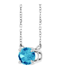 88788 Necklace Set Sterling Silver Oval Natural Blue Zircon 8 X 6 Mm 18 In Polished Natural Blue Zircon 4-Claw Prong Necklace
