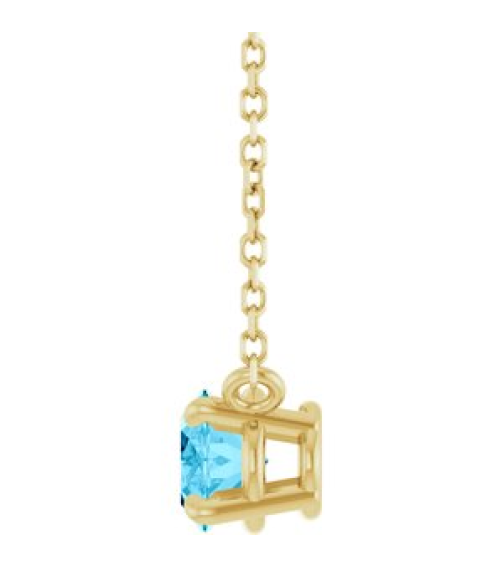 88788 Necklace Set 14K Yellow Oval Natural Aquamarine 7 X 5 Mm 18 In Polished Natural Aquamarine 4-Prong Claw Necklace