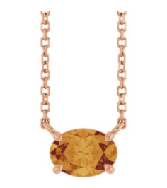 88788 Necklace Set 14K Rose Oval Natural Citrine 7 X 5 Mm 18 In Polished Natural Citrine 4-Prong Claw Necklace