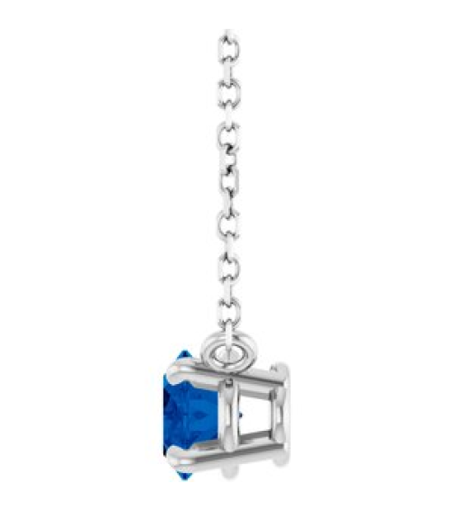 88788 Necklace Set Sterling Silver Oval Natural Blue Sapphire 7 X 5 Mm 18 In Polished Natural Blue Sapphire 4-Prong Claw Necklace