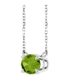 88788 Necklace Set Sterling Silver Oval Natural Peridot 8 X 6 Mm 18 In Polished Natural Peridot 4-Claw Prong Necklace